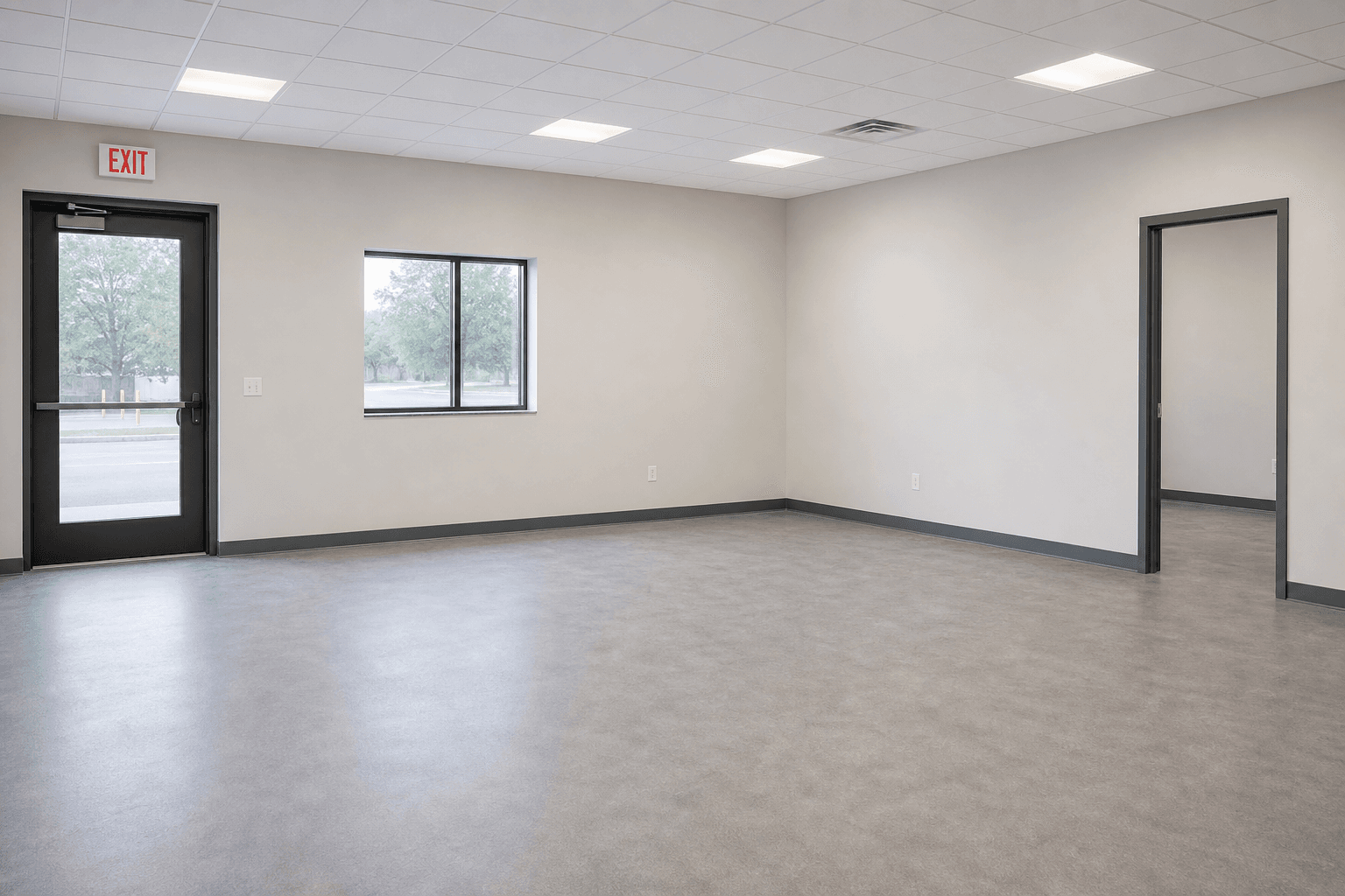Dust-free finished interior after post-construction cleanup, move-in ready empty space; no people